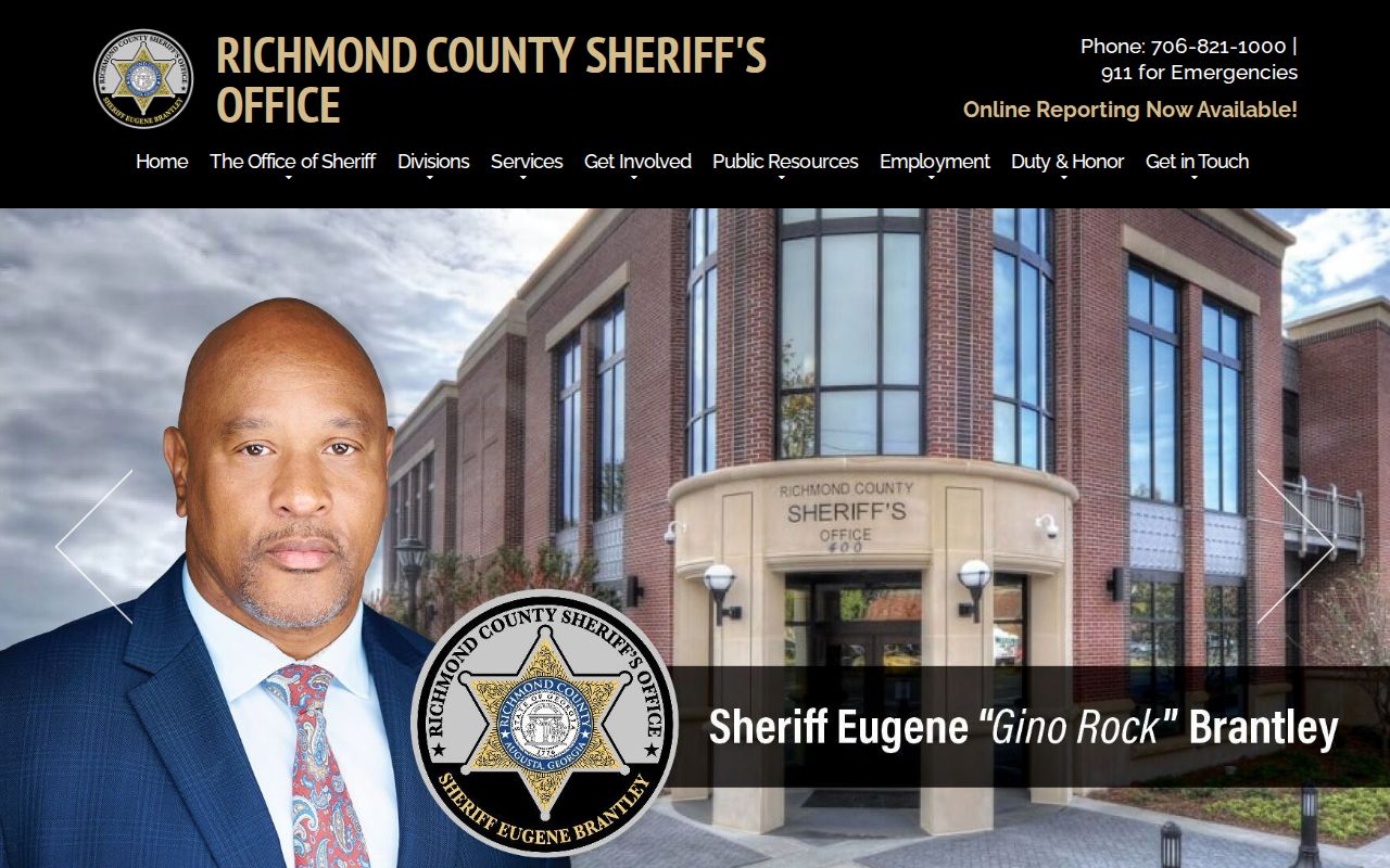 Official Richmond County Sheriff's Office page with agency contact and navigation